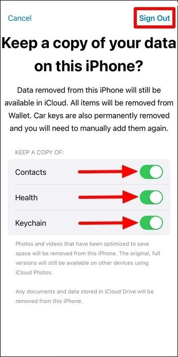 press the sign out option