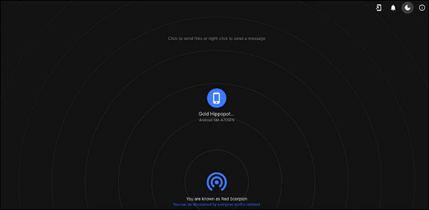 nom d'utilisateur Snapdrop en bas