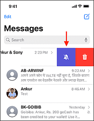 swipe left to find the Hide Alerts option