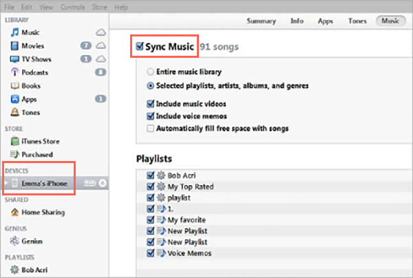 synchroniser Mucis avec iTunes