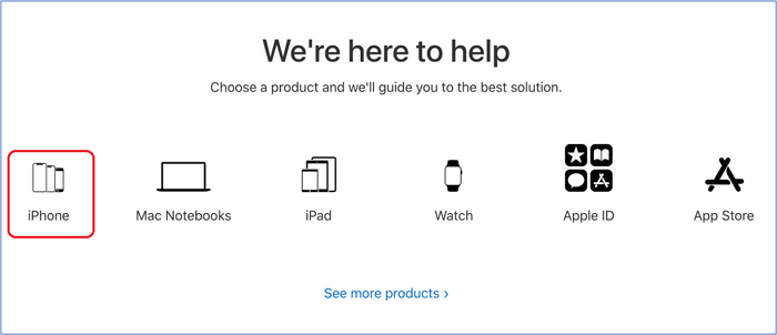 Tippen Sie auf das Produkt; in diesem Fall ist es das iPhone