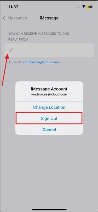 toque na opção de sair
