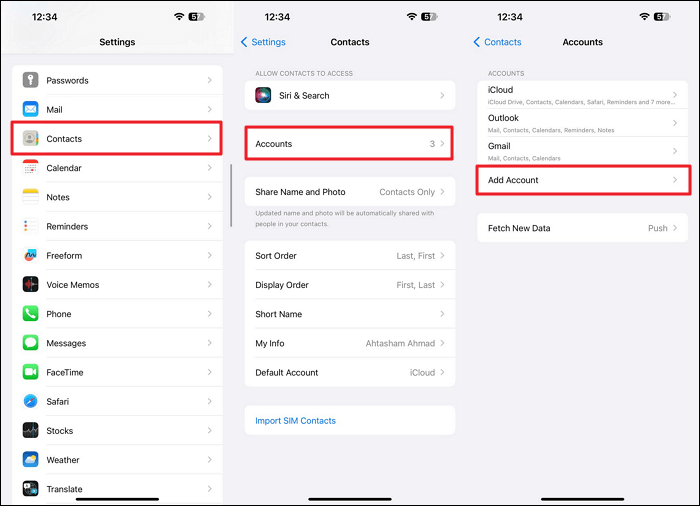 tap the add account option