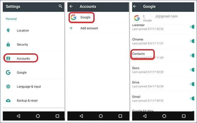 sync to google account