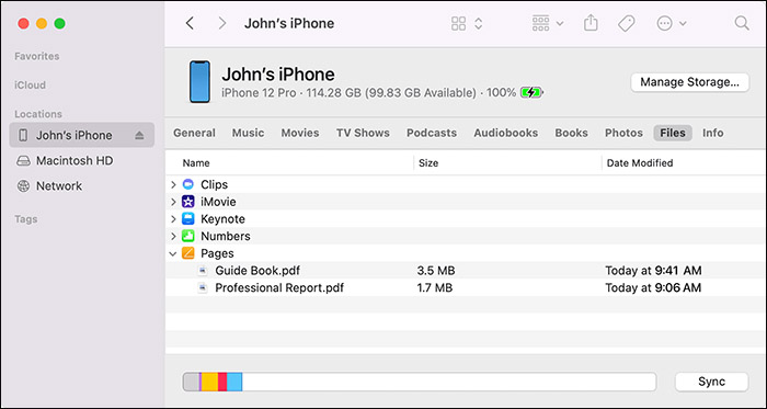 Daten vom Finder übertragen