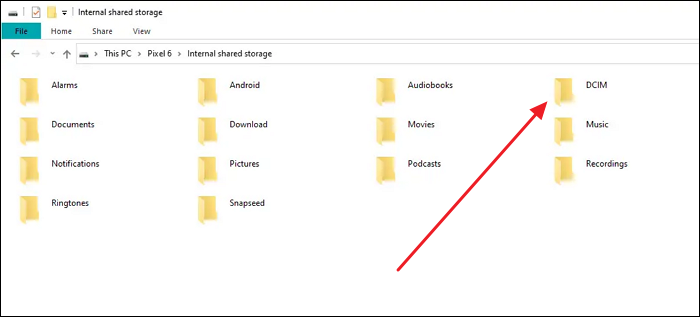 access the dcim folder