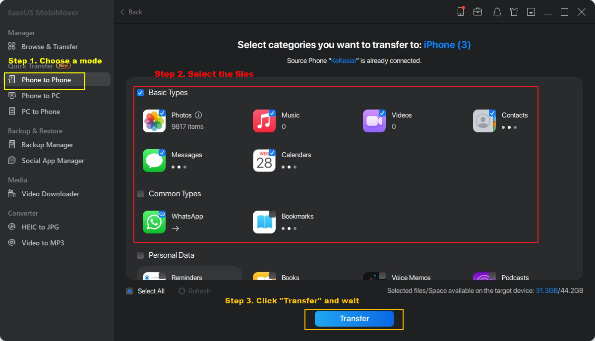 transfer files with mobimover