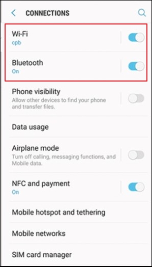 turn on bluetooth on android