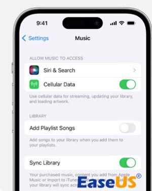 Ative a sincronização da biblioteca no iPhone