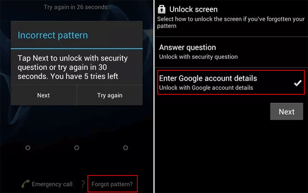 Use Google Login or Answer a question to solve Enter Password to Unlock - 30/30 attempts Remaining