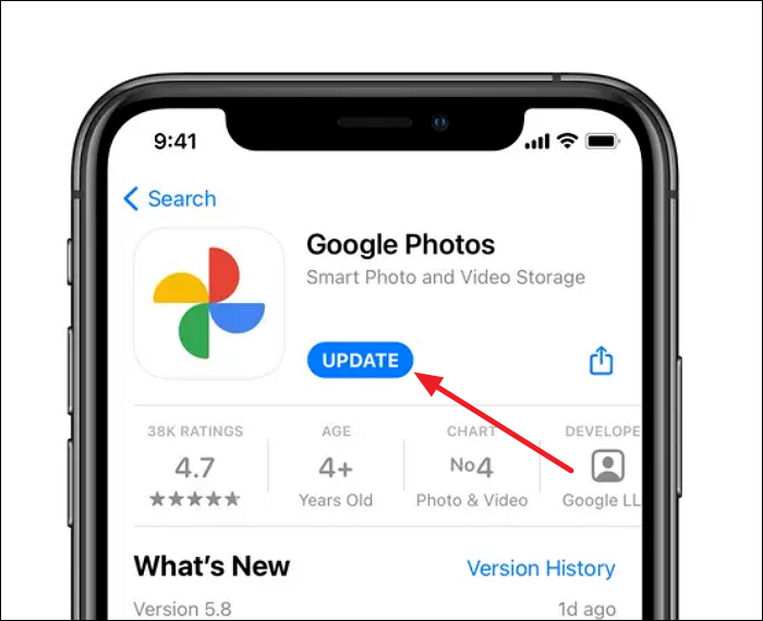 atualizar aplicativo google fotos