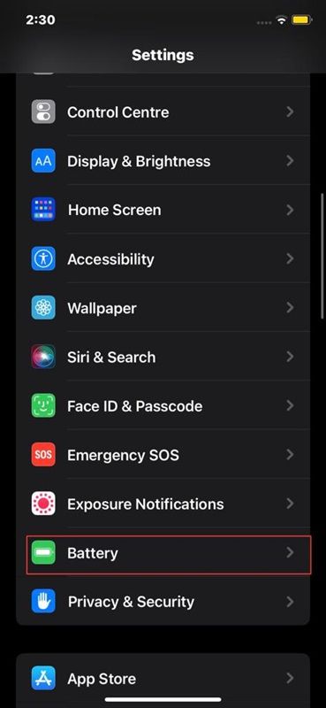 click battery on iphone