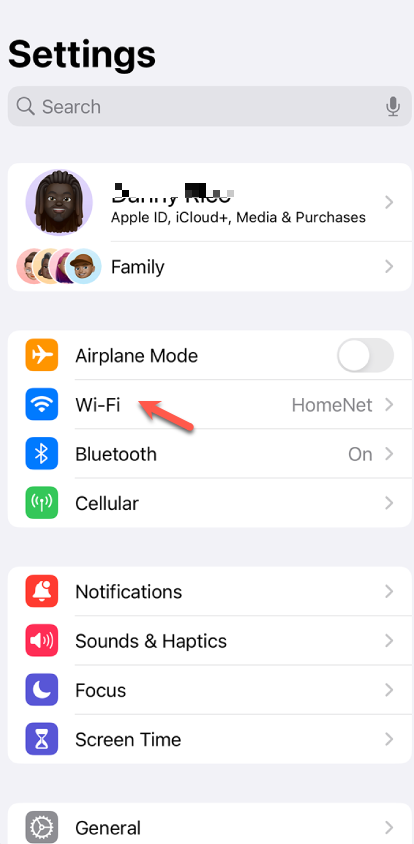 paramètres wifi sur iphone