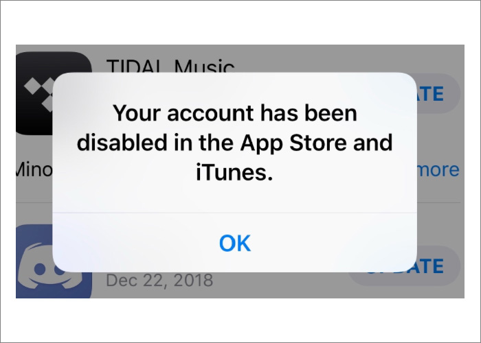 Your Account Has Been Disabled in the App Store and iTunes EaseUS