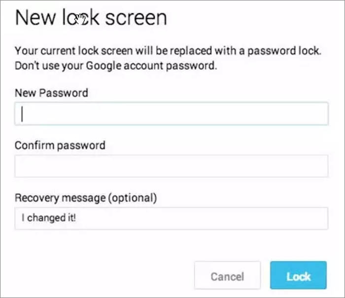 Enter the new password