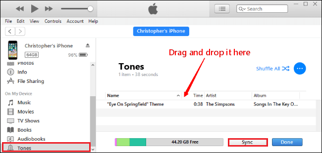 Sync ringtones to iPhone with iTunes