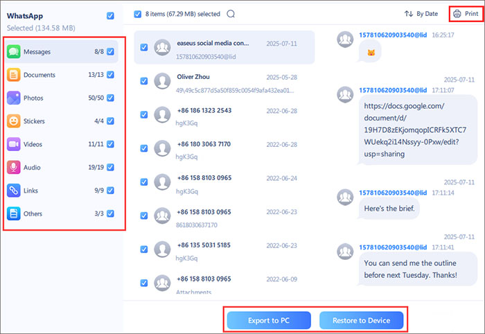 view or export WhatsApp data to PC