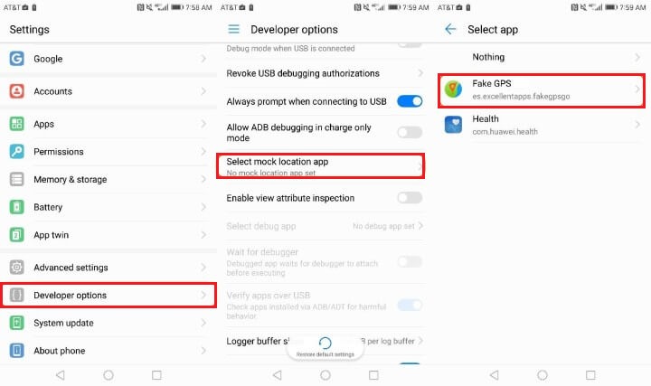 Seleziona l'app di localizzazione fittizia