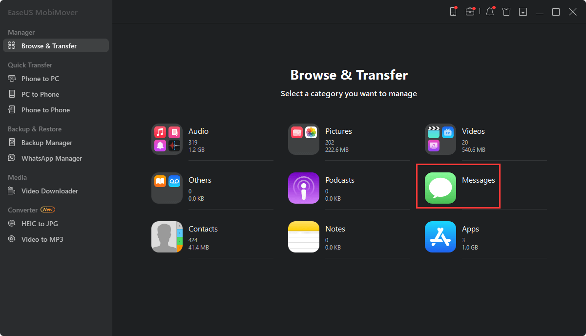 如何將iPhone簡訊儲存到電腦 - 步驟1