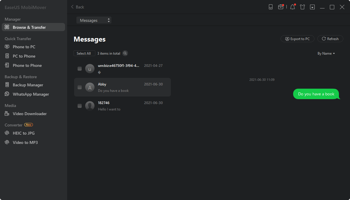 如何將iPhone簡訊儲存到電腦 - 步驟3