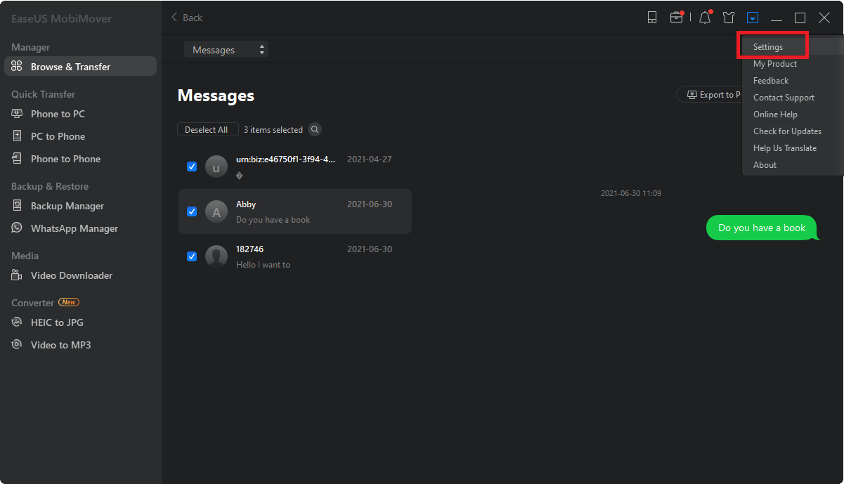 如何將iPhone簡訊儲存到電腦 - 步驟2